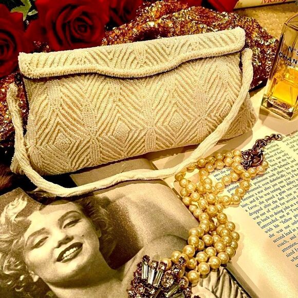 ♥️ Vintage Beaded evening clutch purse 1950s/60s, Walborg made in Japan - Picture 1 of 13